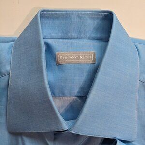 Beautiful Sky blue 100 % cotton Stefano Ricci Dress Shirt. Size L .